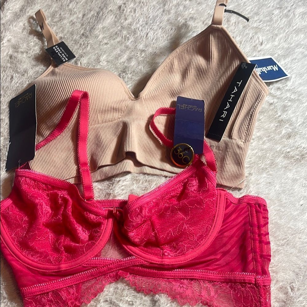 Tan and pink Bralette bundle 36 c